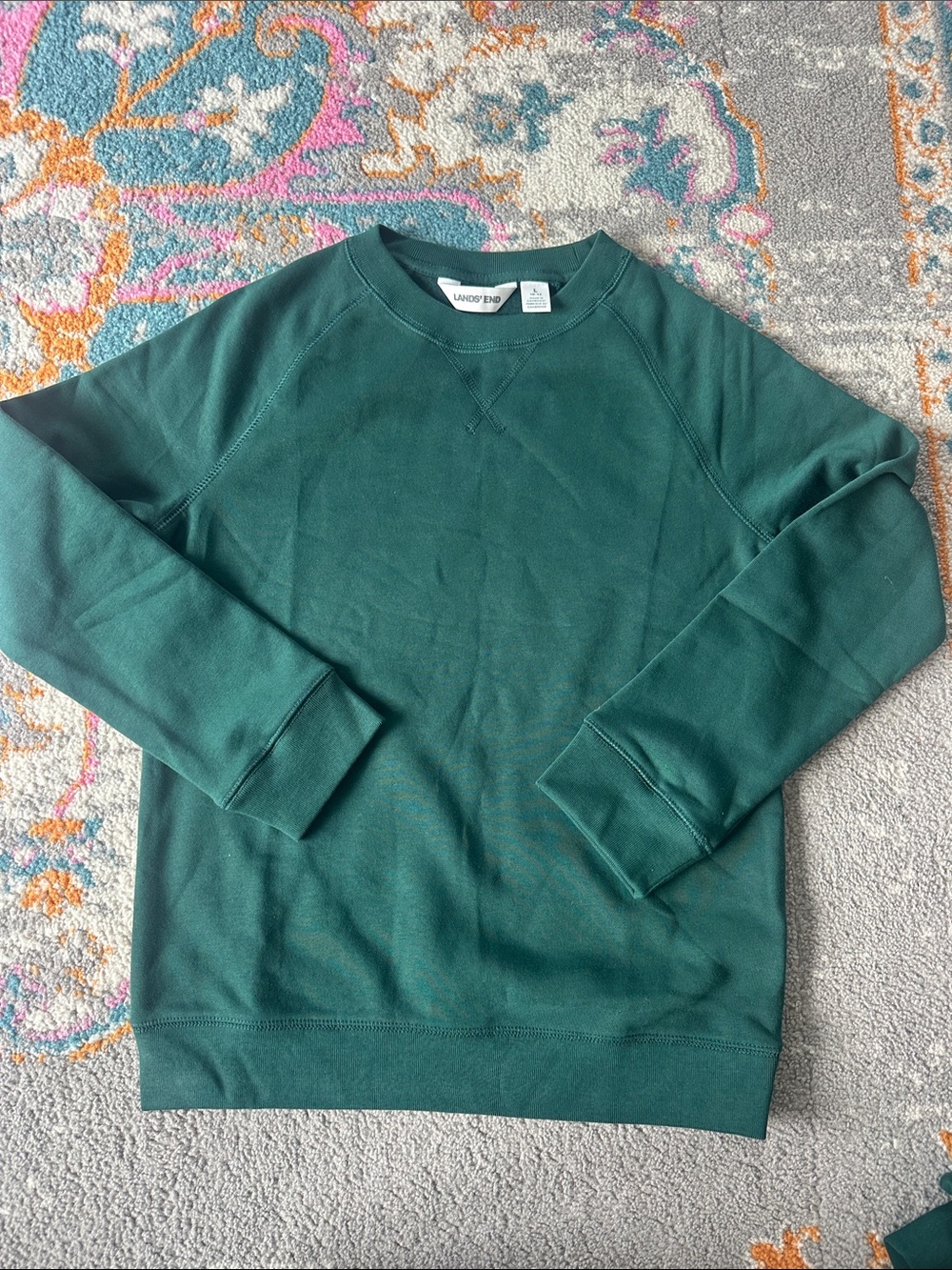 Lands' End Kids Crewneck Sweatshirt - Forest Green
